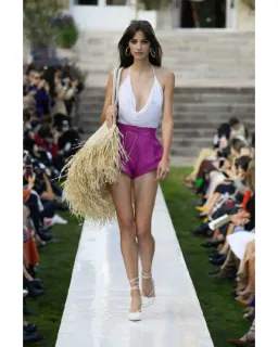 Jacquemus High Waist Wool Gabardine Shorts Pink Size AU 8  for rent on The Volte - image 3