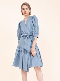 Ginger & Smart Wrap dress Blue size 8 for rent on The Volte - image 2