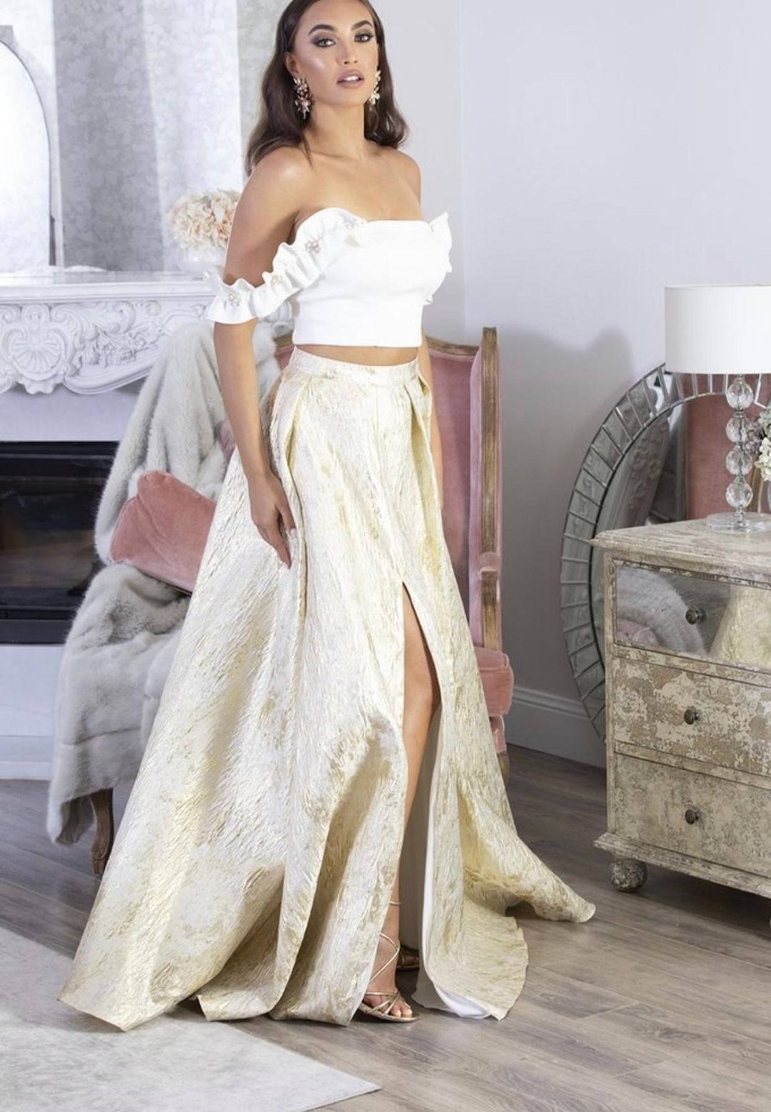 Catwalk Instyle By Marian Rahme “Sahara Two Piece Set” Gold Sizze AU 6 for rent on The Volte - main image