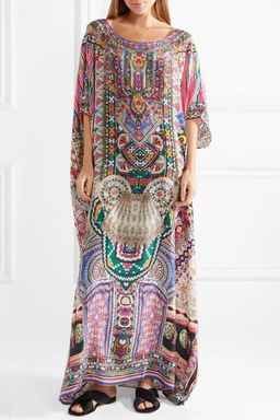 Camilla The Long Way Home Embellished Printed Silk Crepe De Chine Kaftan Size 14 for rent on The Volte - image 1