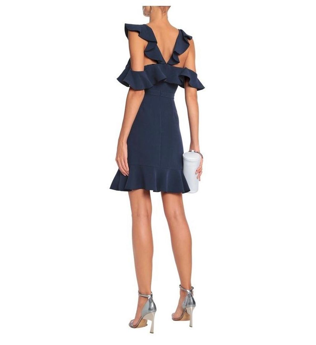 Rachel Zoe Delia ruffled crepe mini navy dress size 10 for rent on The Volte - main image