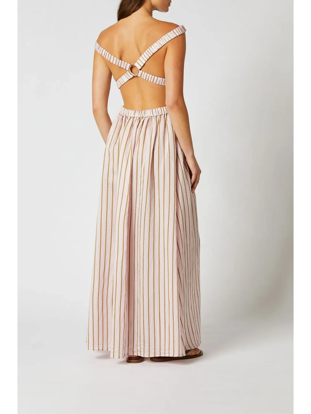 Scanlan Theodore Stripe Ring Dress Pale Pink Size AU 10 for rent on The Volte - main image