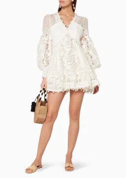 Zimmermann Corsage Embellished Mini Dress Ivory Size 6 for rent on The Volte - image 1