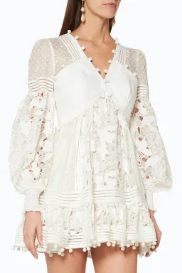 Zimmermann Corsage Embellished Mini Dress Ivory Size 6 for rent on The Volte - image 2