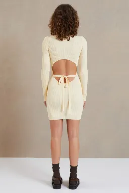 Bec & Bridge Lyla Knit Long Sleeve Mini Dress Butter Size 8 for rent on The Volte - image 3