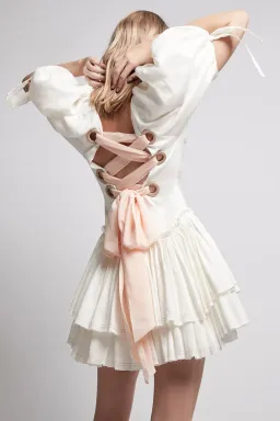 Aje Overture Laced Ballet Mini Dress White Size 8  for rent on The Volte - image 2