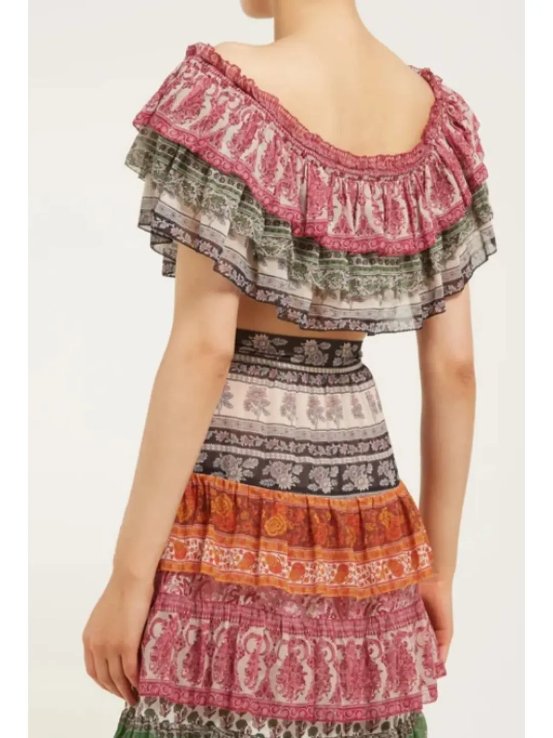 Zimmermann Amari Tiered Crop and Maxi Skirt Set Multi Size 1 / AU 10 for rent on The Volte - main image