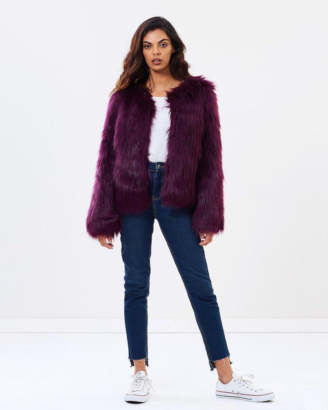 Unreal Fur Dream Jacket in Plum size 8  for rent on The Volte - main image