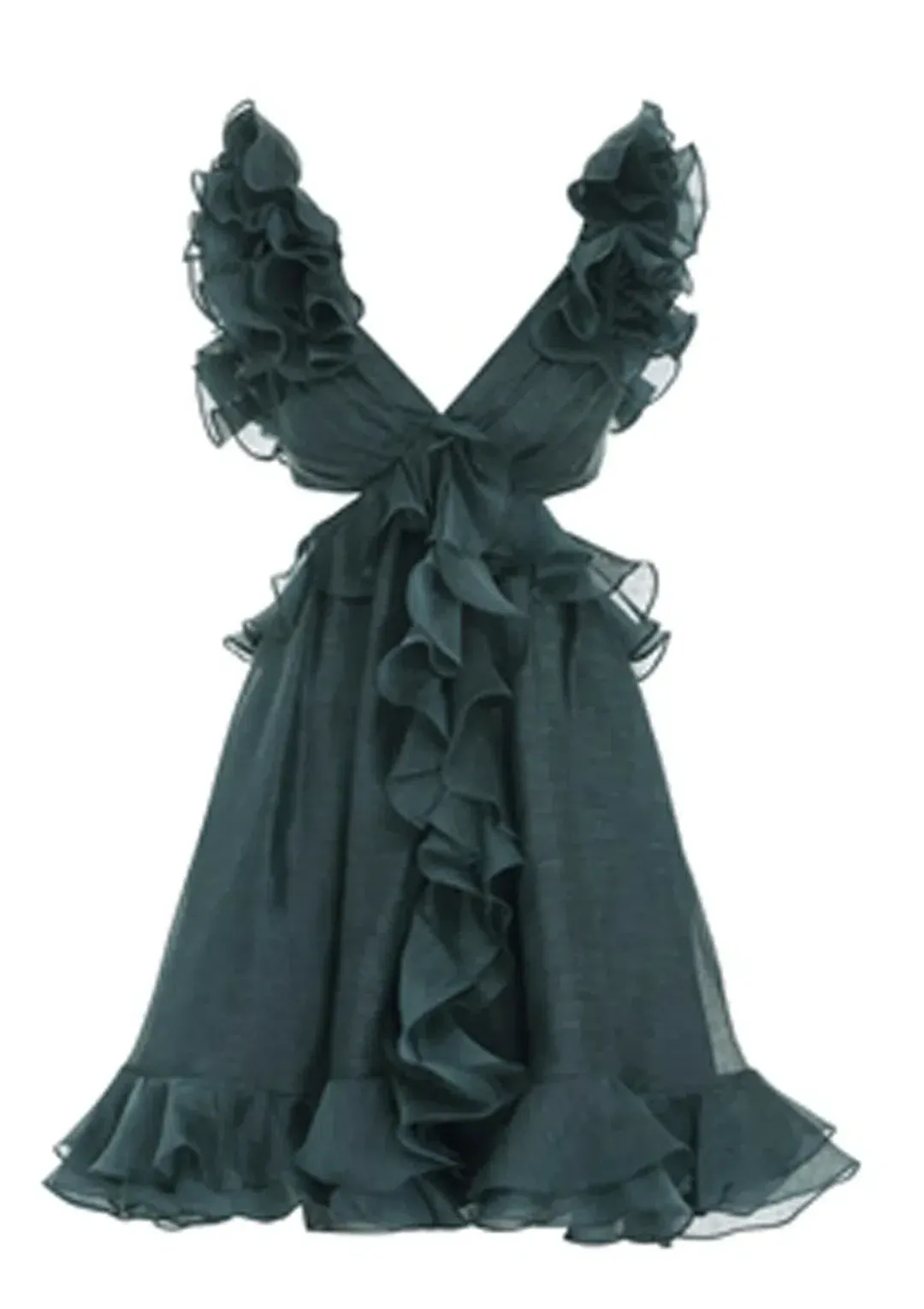 Zimmermann Ladybeetle Ruffle Mini Dress Green Size 0P / Au 6 for rent on The Volte - main image