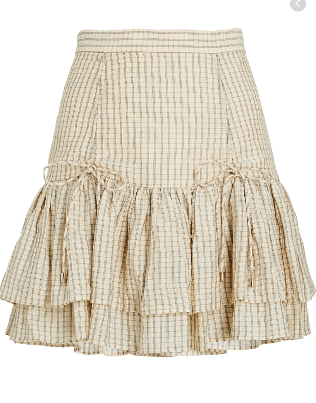 SIGNIFICANT OTHER - Creme plaid ruffled mini skirt (Size 6) for rent on The Volte - main image
