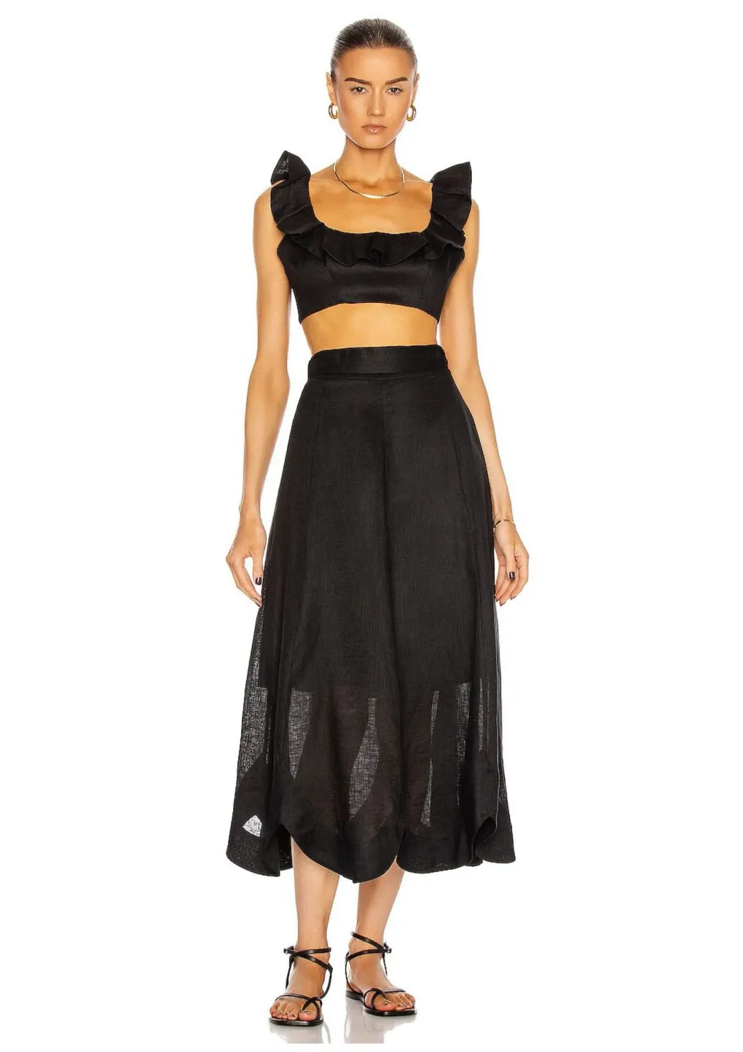 Zimmermann Riders Frill Neck Cropped Top Black Size 6 for rent on The Volte - main image