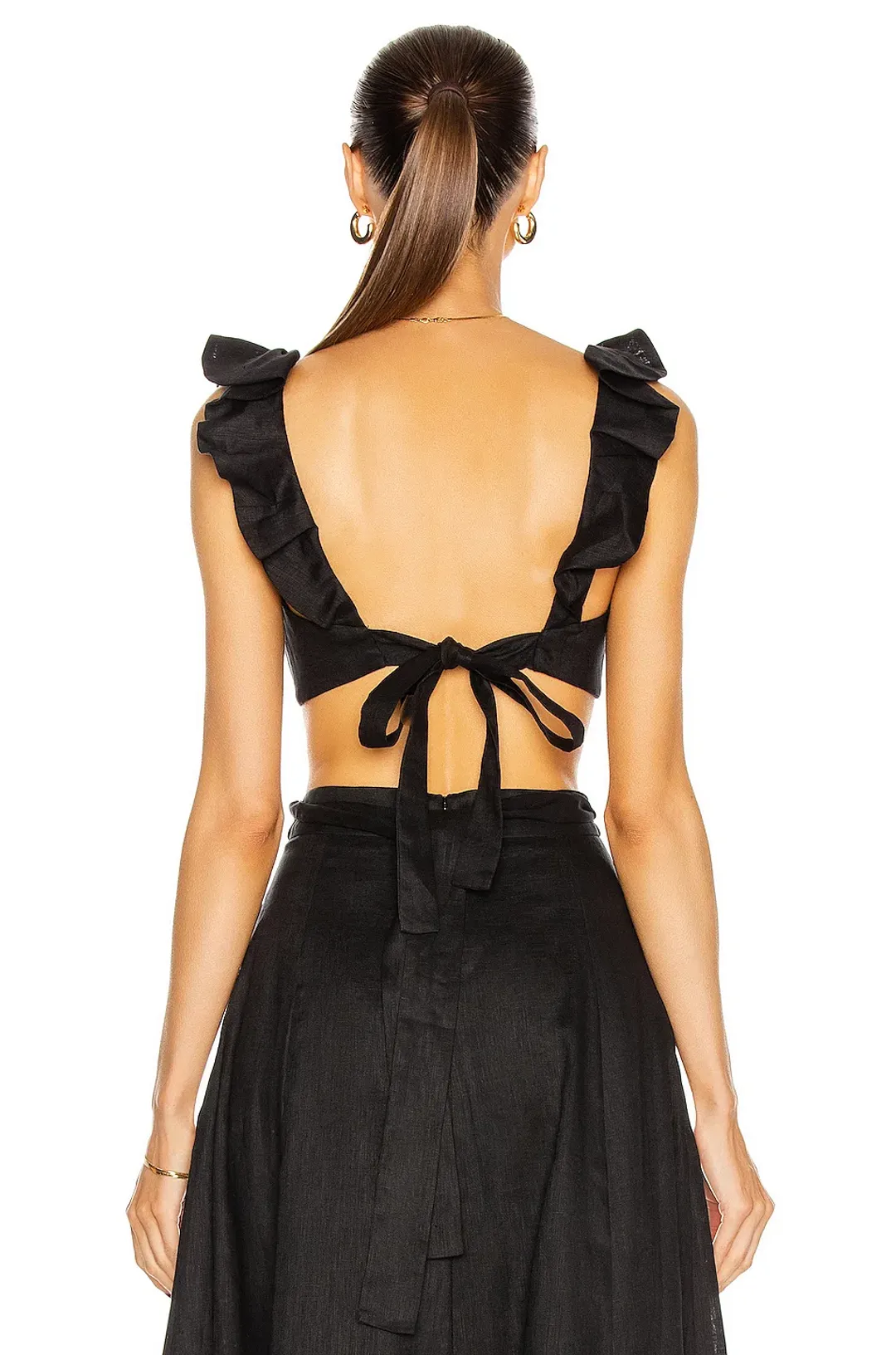 Zimmermann Riders Frill Neck Cropped Top Black Size 6 for rent on The Volte - main image