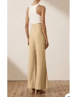 Shona Joy Carmen Linen Flared Pant Beige Size AU 6 for rent on The Volte - image 3