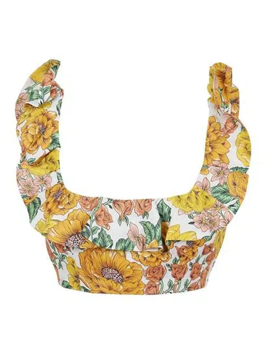 Zimmermann Poppy Frill Neck Crop Top Sunshine Floral Size 6 for rent on The Volte - main image
