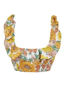 Zimmermann Poppy Frill Neck Crop Top Sunshine Floral Size 6 for rent on The Volte - image 2