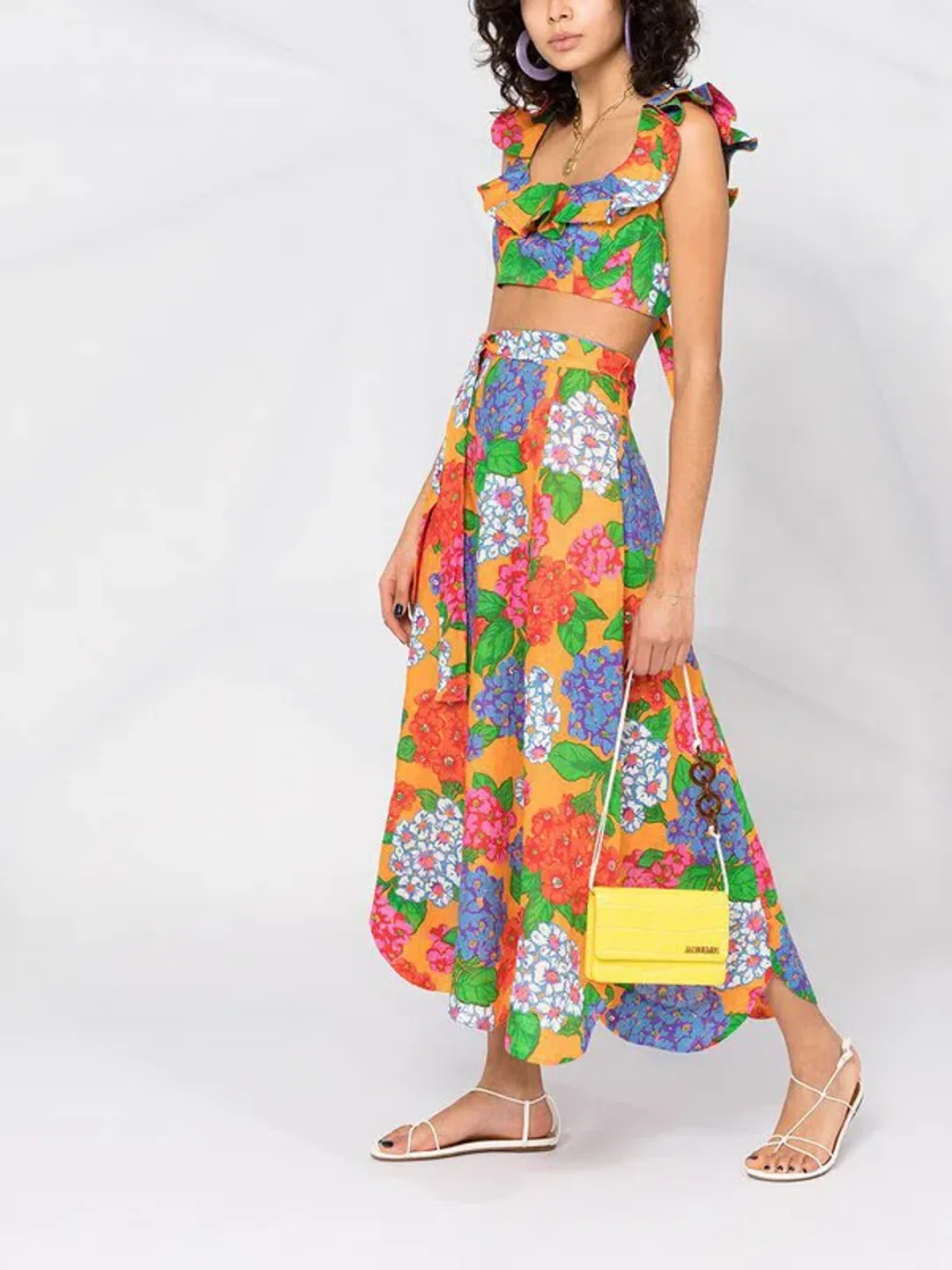 Zimmermann Riders Frill Neck Cropped Top Floral Print Size 6 for rent on The Volte - main image