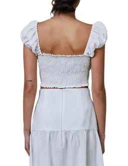 Bec & Bridge Marla Puff Sleeve Top and Mini Skirt Set White Size 8 for rent on The Volte - image 3