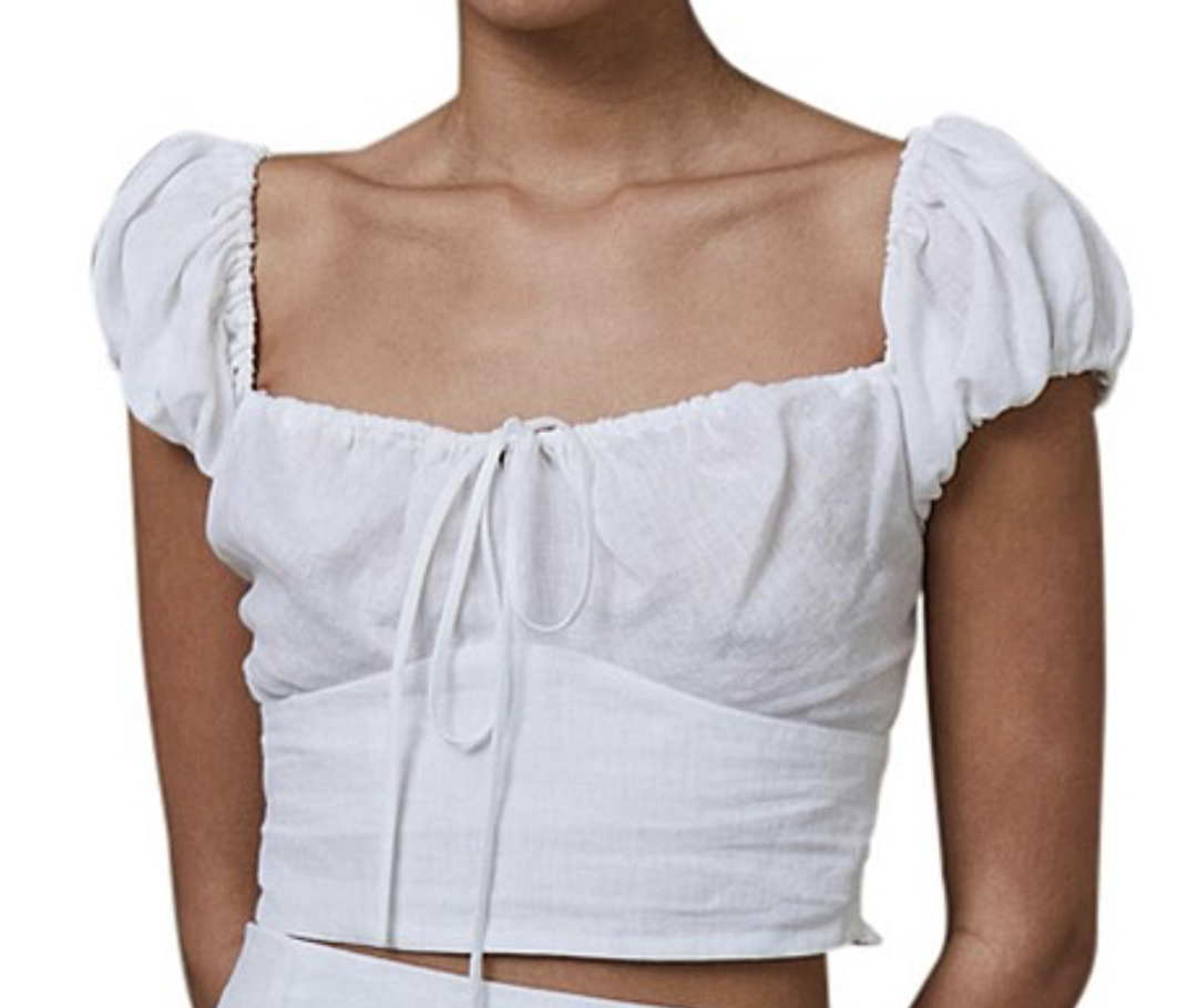 Bec & Bridge Marla Puff Sleeve Top and Mini Skirt Set White Size 8 for rent on The Volte - main image