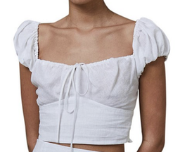 Bec & Bridge Marla Puff Sleeve Top and Mini Skirt Set White Size 8 for rent on The Volte - image 1