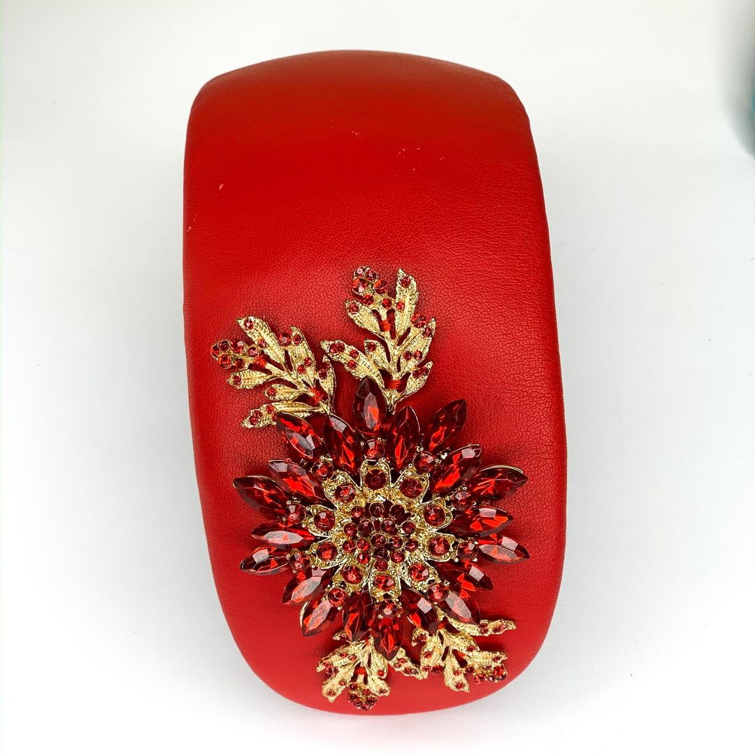 Halo & Rose Duchess bandeau headband red  for rent on The Volte - main image