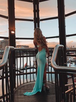 Amy Taylor Talieka Gown Baby Aqua Size 2 for rent on The Volte - image 4