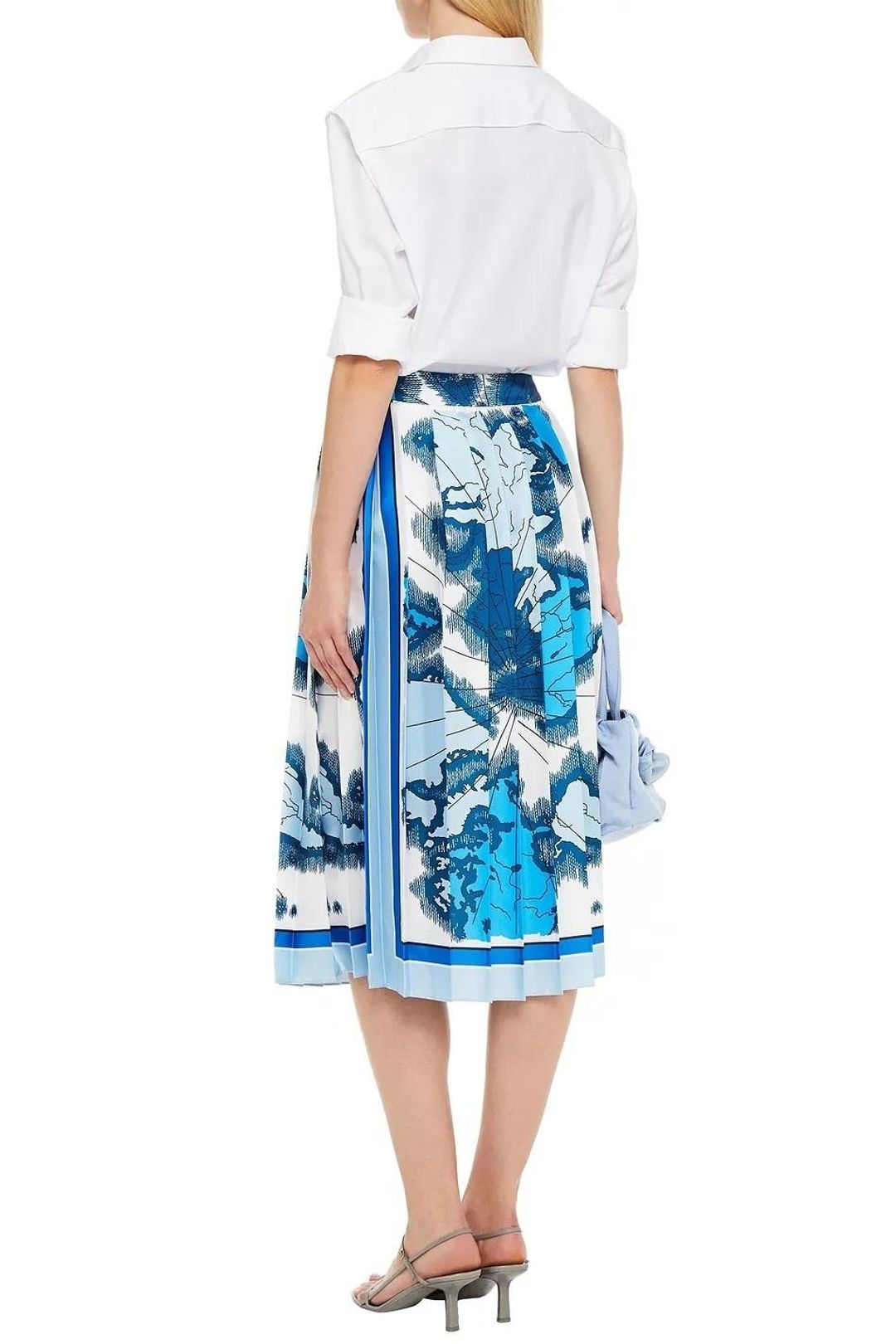 Victoria Beckham Printed Pleated Twill Midi Skirt Size 10  for rent on The Volte - main image