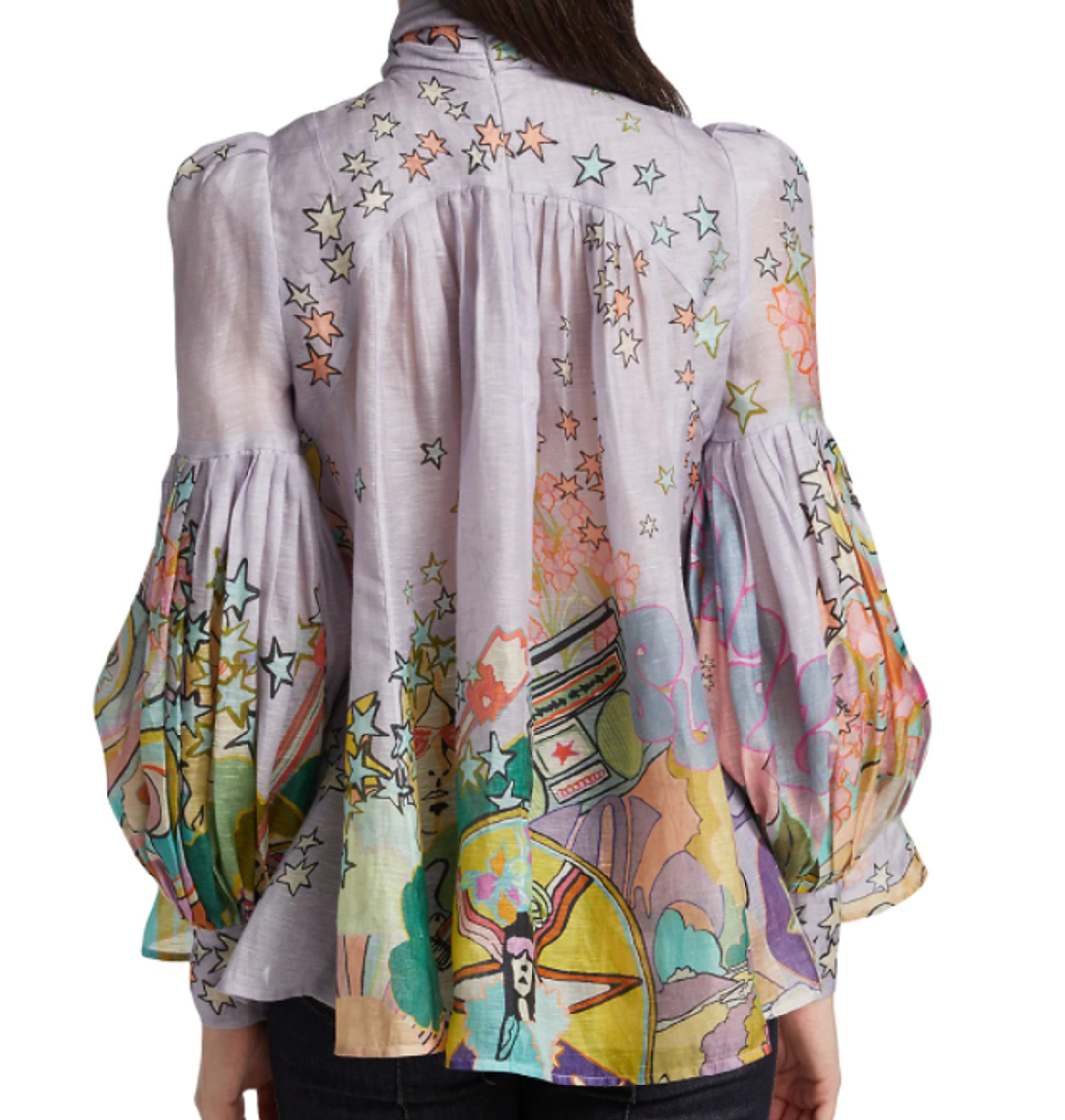 Zimmermann Concert Tie Neck Blouse Lilac Collage Size 1 / Au 10 for rent on The Volte - main image