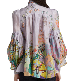 Zimmermann Concert Tie Neck Blouse Lilac Collage Size 1 / Au 10 for rent on The Volte - image 3