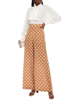 Zimmerman Silk Wide Leg Pants Brown Print Size 0 / AU 8 for rent on The Volte - image 1