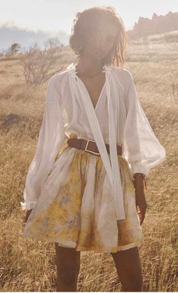 Zimmermann Botanica Printed Linen - Silk Mini Skirt - Size 0 for rent on The Volte - image 2