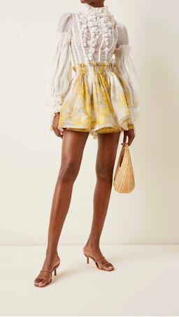 Zimmermann Botanica Printed Linen - Silk Mini Skirt - Size 0 for rent on The Volte - image 1