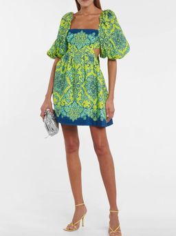 Zimmerman Nina Cut Out Mini Dress Lime Print Size 8 for rent on The Volte - image 1