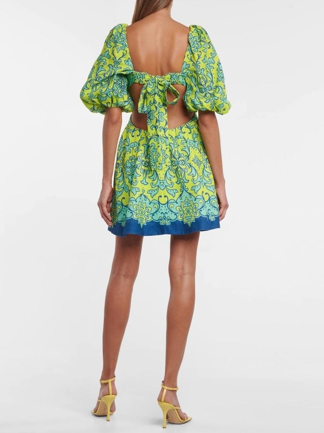 Zimmerman Nina Cut Out Mini Dress Lime Print Size 8 for rent on The Volte - main image