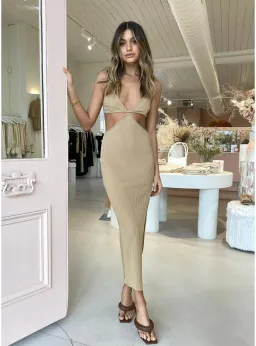 Bec & Bridge Selene V Maxi Dress Camel Size AU 6 for rent on The Volte - image 3