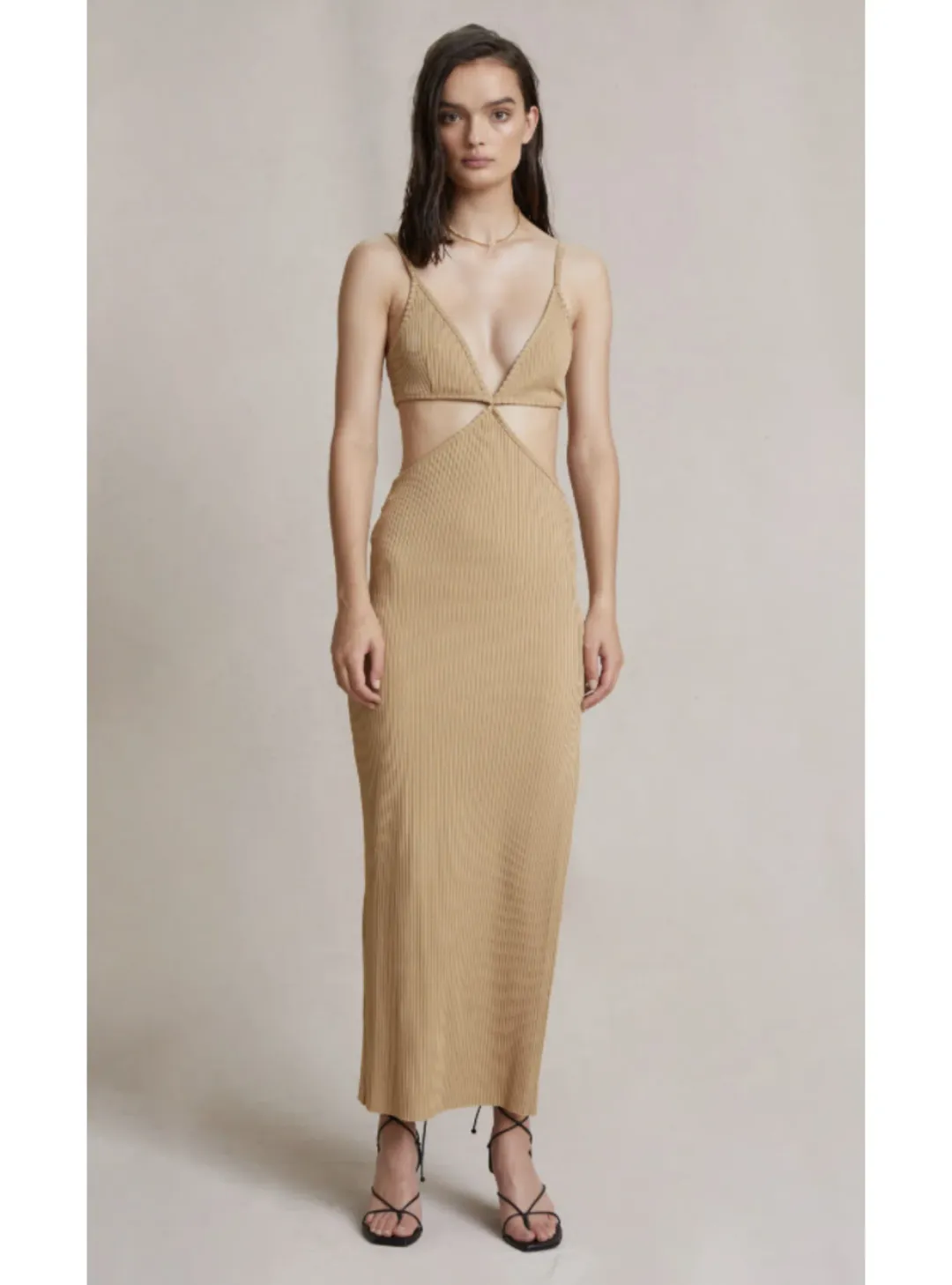 Bec & Bridge Selene V Maxi Dress Camel Size AU 6 for rent on The Volte - main image