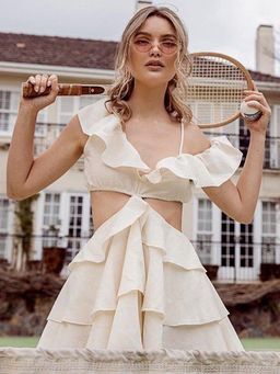 Sofia The Label Rose Mini Dress Cream Size 8 for rent on The Volte - image 1