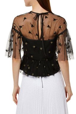 Alice McCall Moon Lover Sheer Floral Embroidered Blouse Black Size 10 for rent on The Volte - image 2
