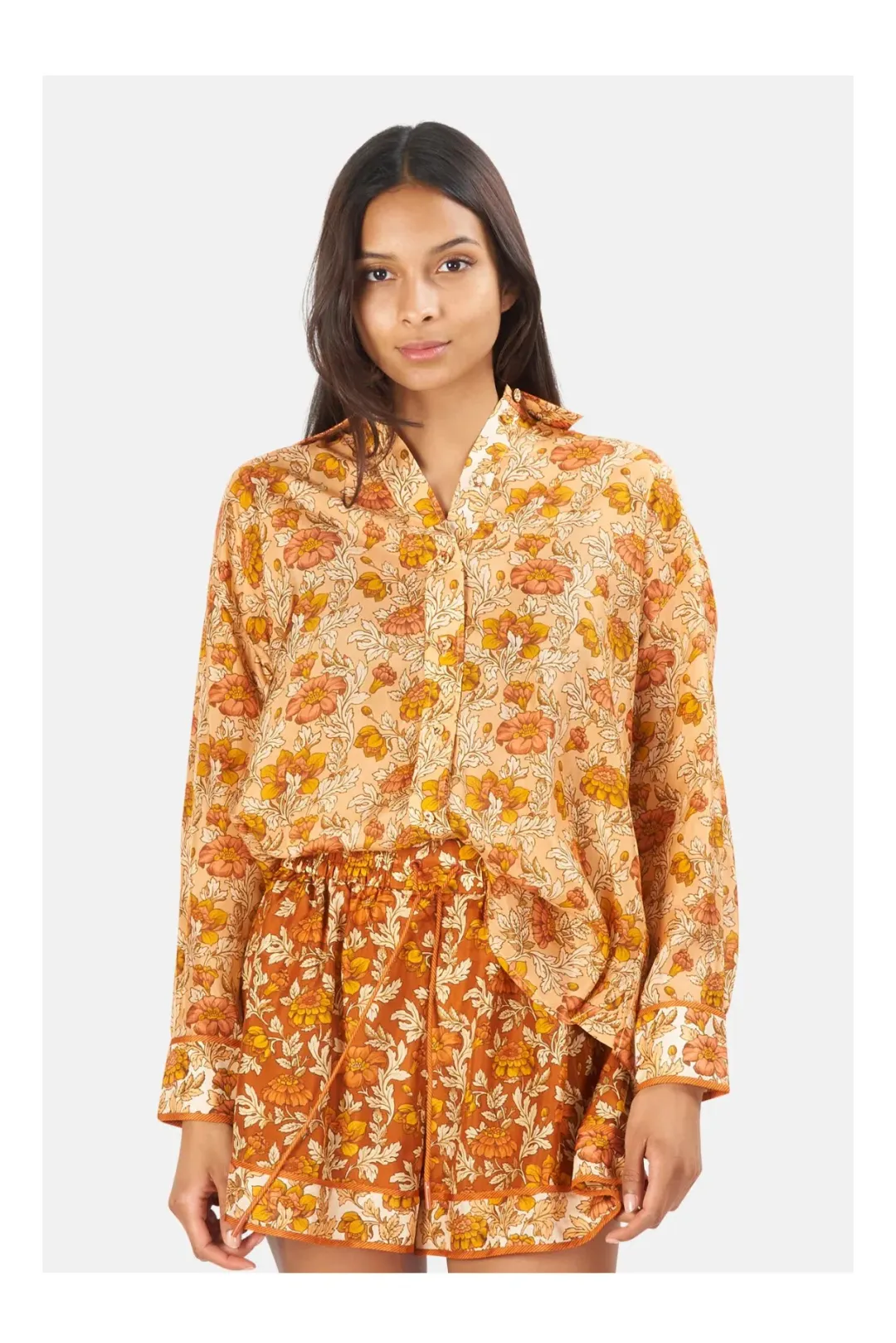 Zimmermann Andie Relaxed Shirt Almond Floral Size 1 / AU 10 for rent on The Volte - main image