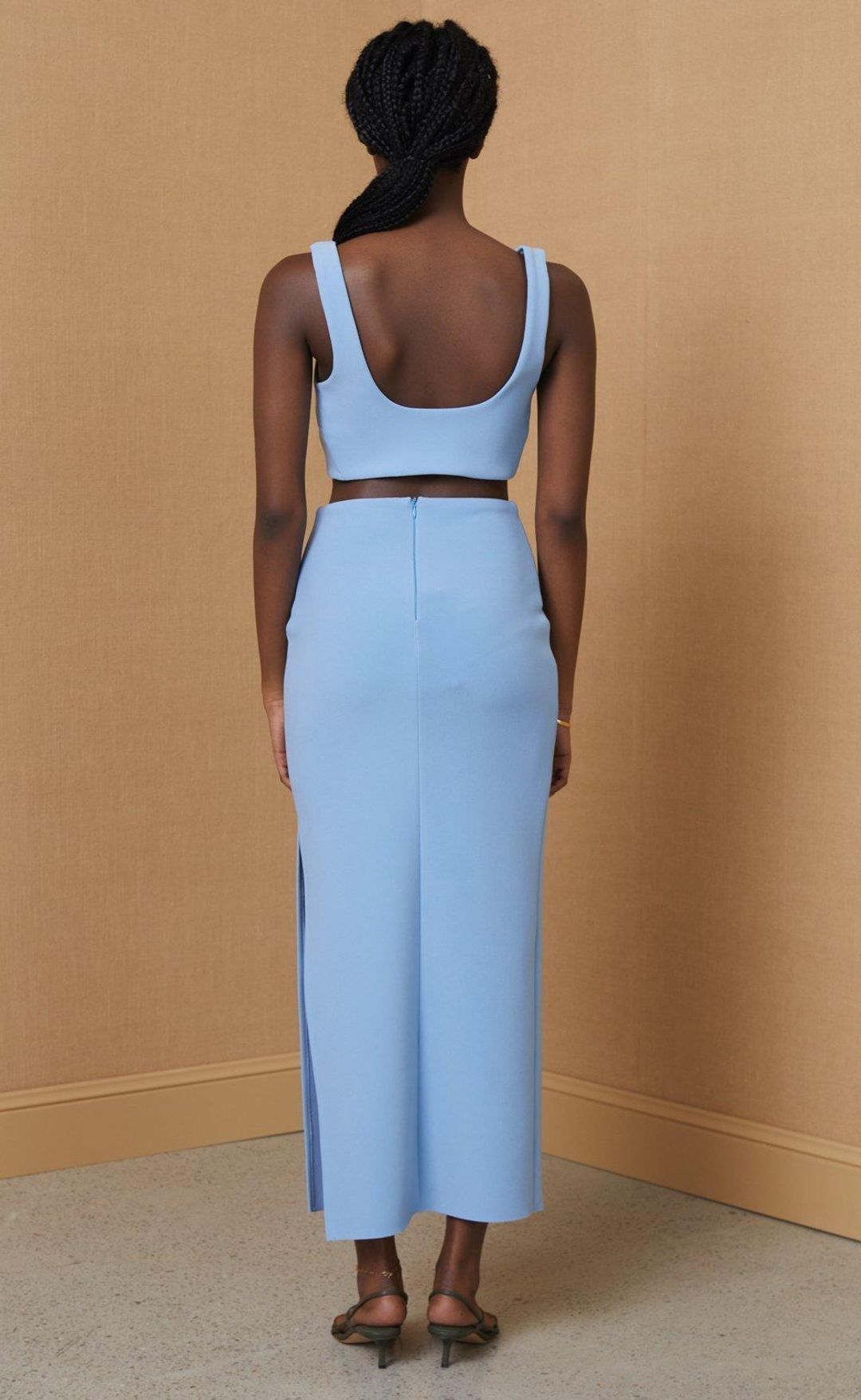 Bec & Bridge Clover Top & Midi Skirt Set Sky Blue Size 10 for rent on The Volte - main image