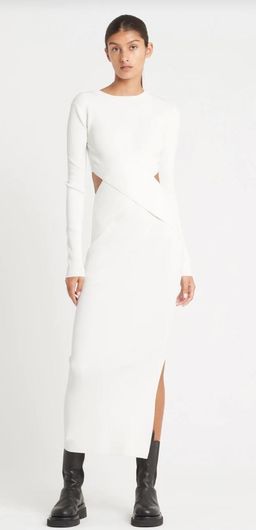Sir The Label Celena Draped Dress Midi White | AU 6 for rent on The Volte - image 1