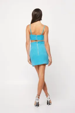 Mossman Complete Control Blazer Size 6 and Mini Skirt Size 8 Set Blue for rent on The Volte - image 4