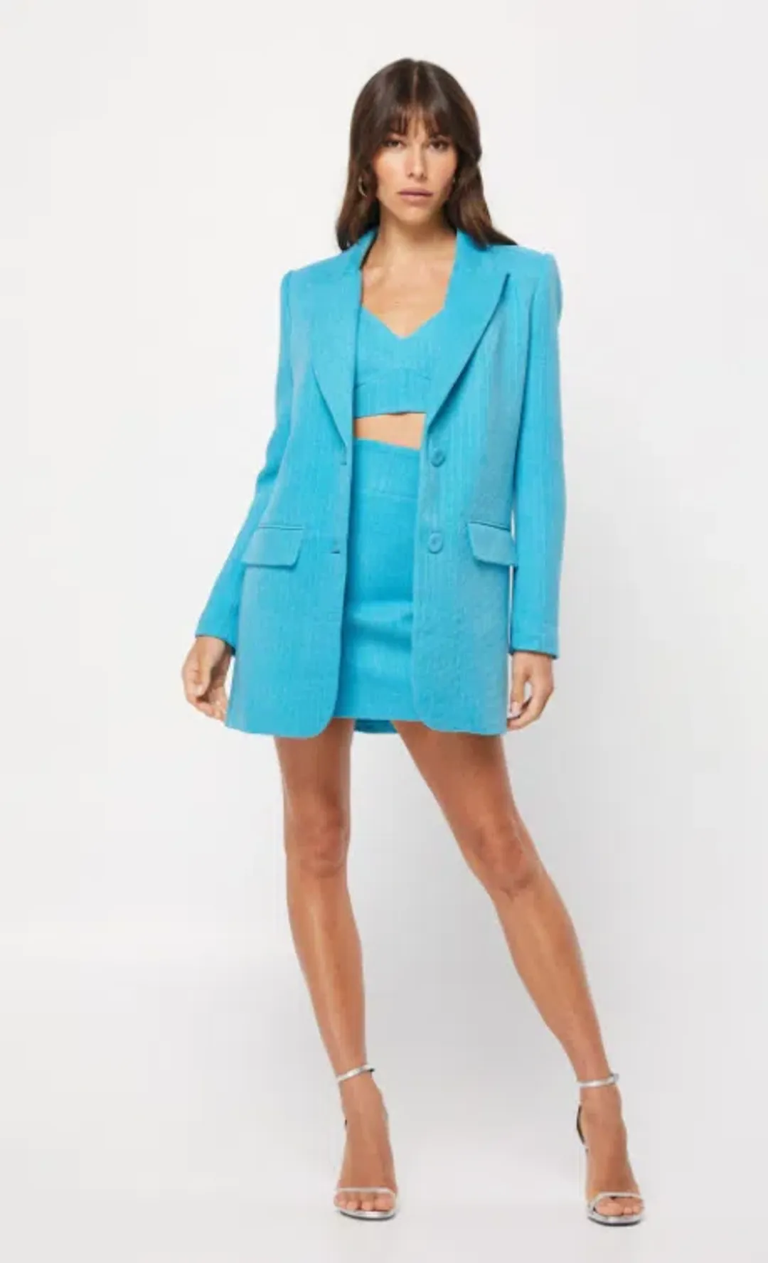 Mossman Complete Control Blazer Size 6 and Mini Skirt Size 8 Set Blue for rent on The Volte - main image