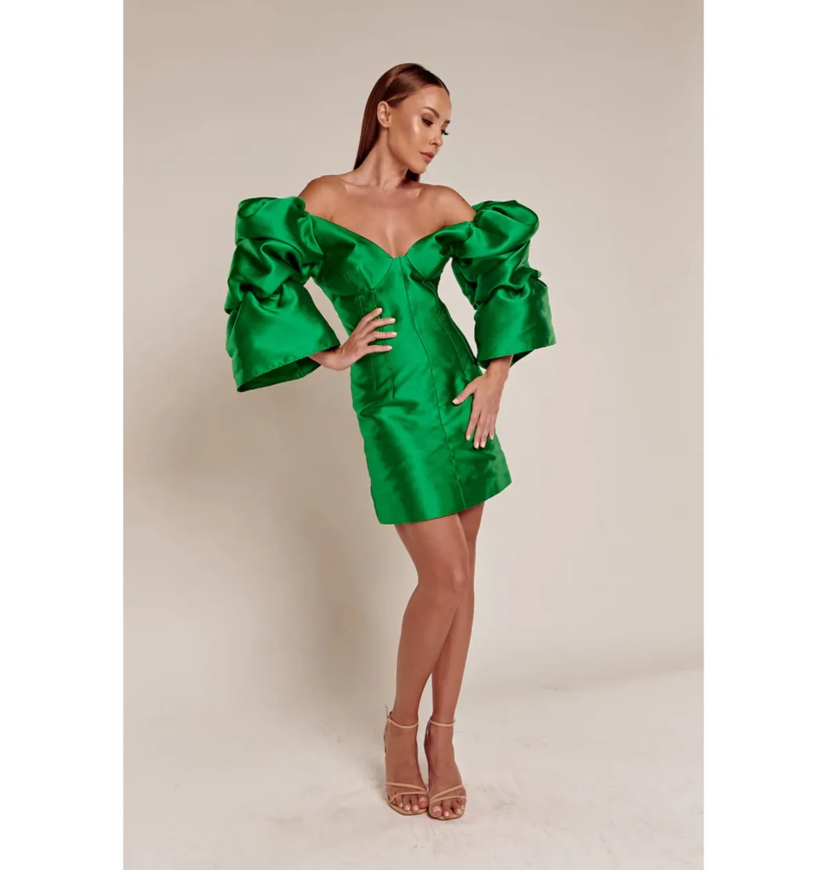 Khirzad Femme Solaro MIni Dress in Peacock Green Size AU 8 for rent on The Volte - main image