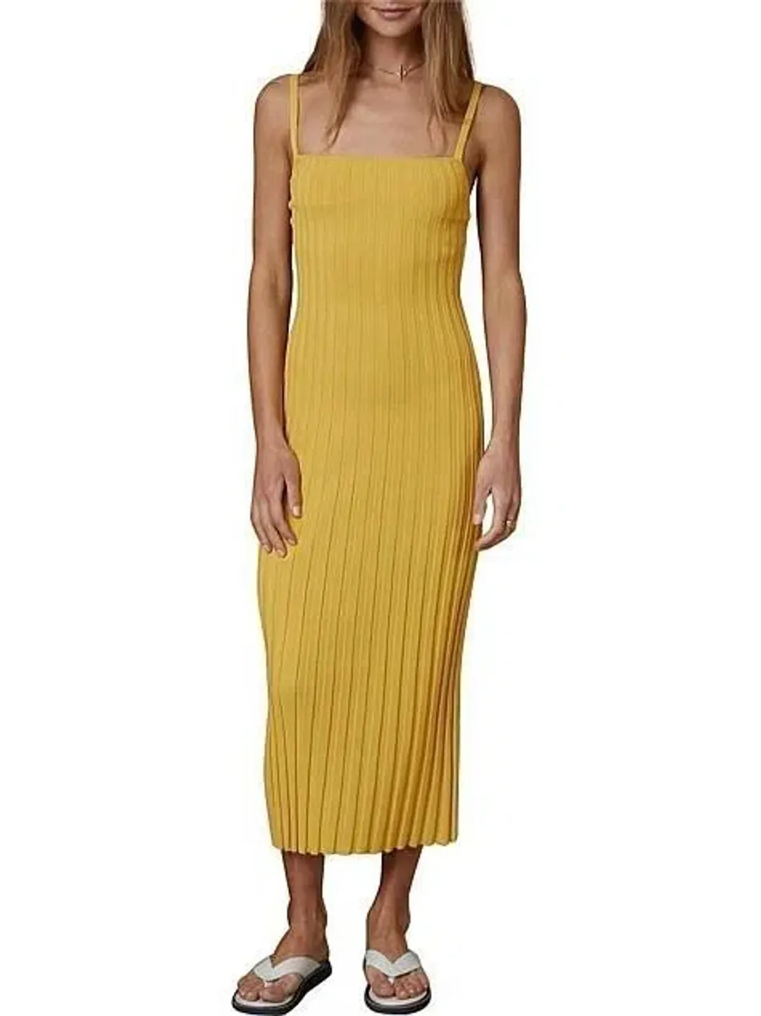 Bec & Bridge Antoinette Knit Midi Dress Yellow Size 8 for rent on The Volte - main image