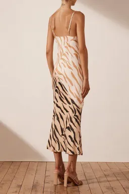 Shona Joy Olson Contrast Bias Cowl Neck Slip Midi Dress Print Size 10 for rent on The Volte - image 2
