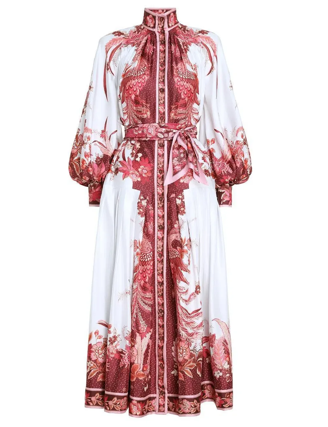 Zimmermann Wavelength Placement Midi Dress Pink Phoenix Size 1 / Au 10 for rent on The Volte - main image
