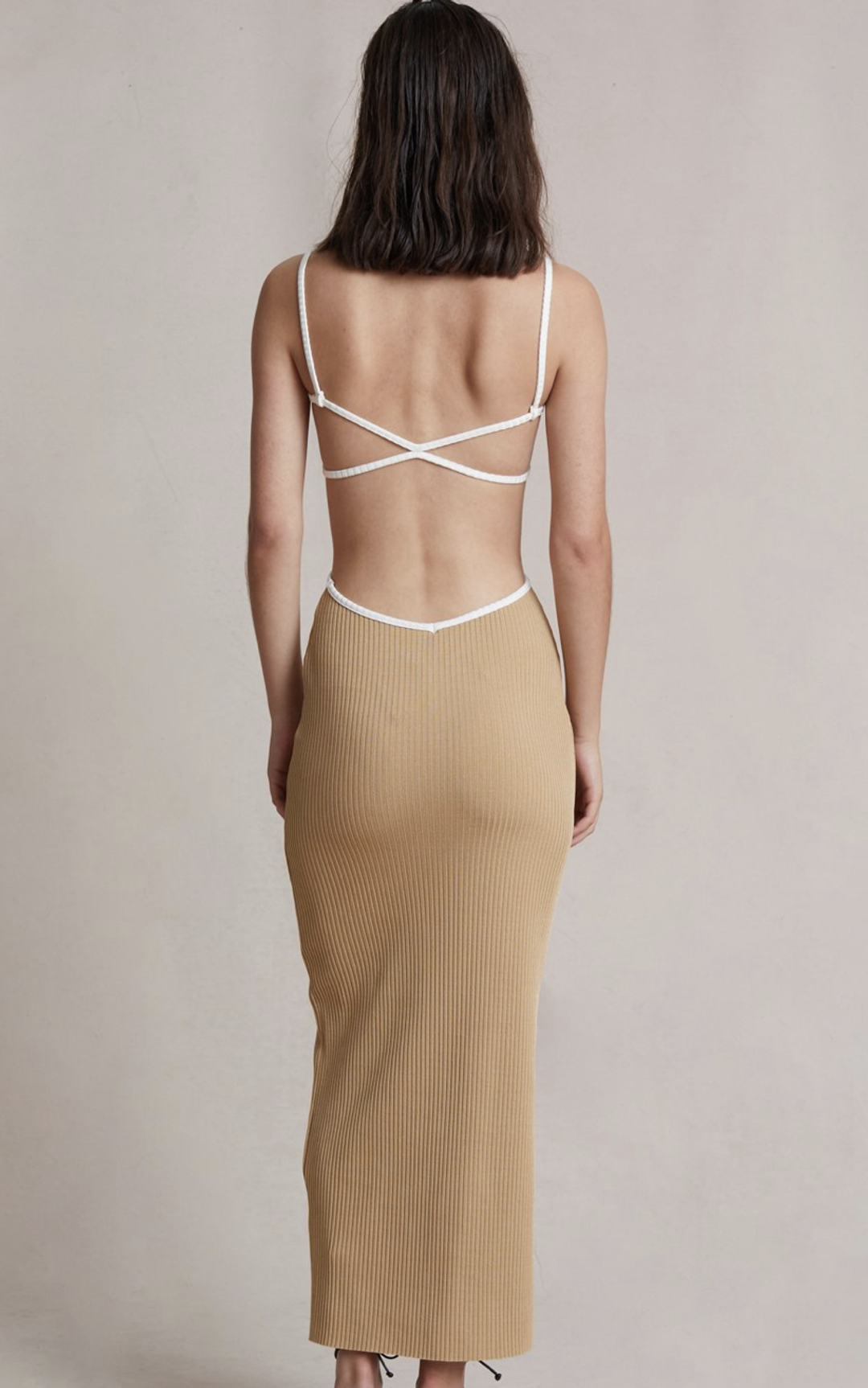 Bec & Bridge Coyote Midi Dress in Camel - Size 6 for rent on The Volte - main image