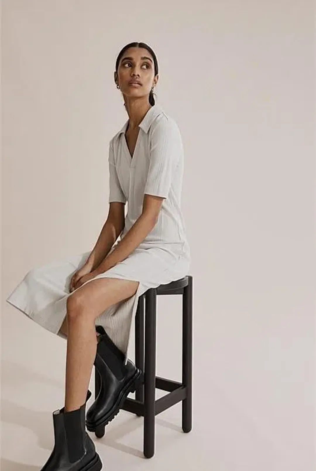 Country Road Rib Polo Midi Dress Grey Size 10 for rent on The Volte - main image