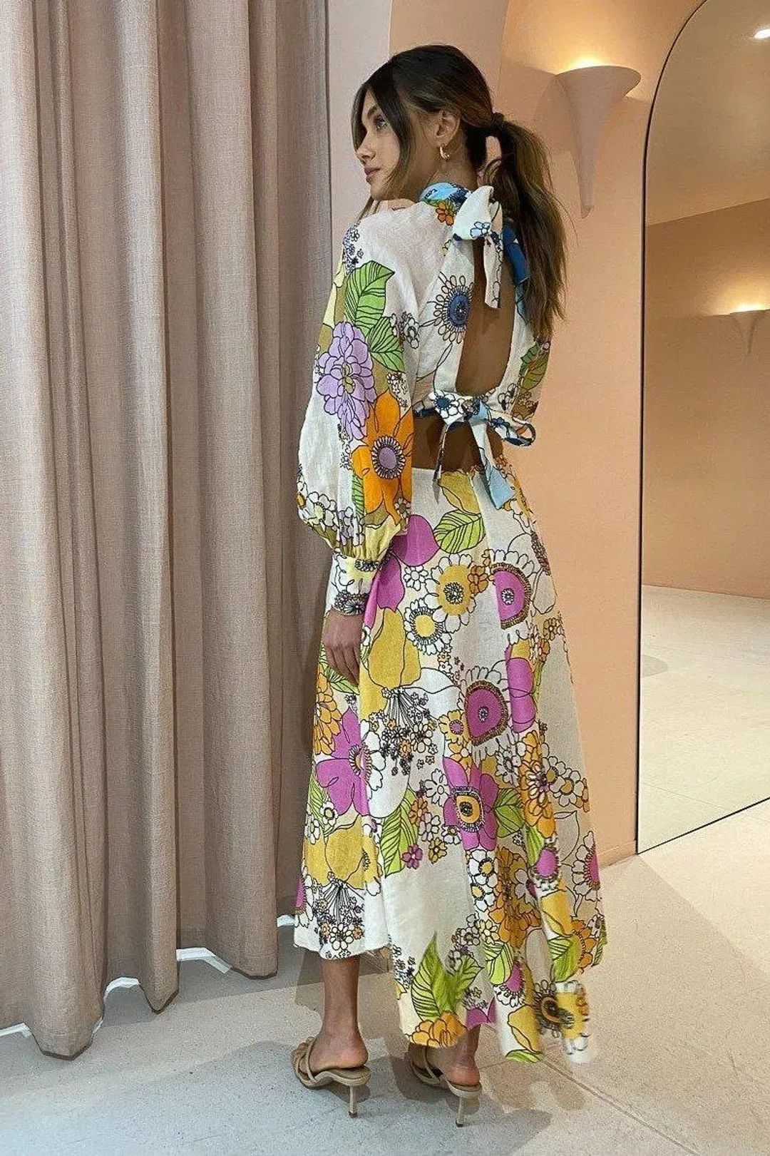 Alemais Farrah Cut Out Midi Dress Print Size 8 for rent on The Volte - main image