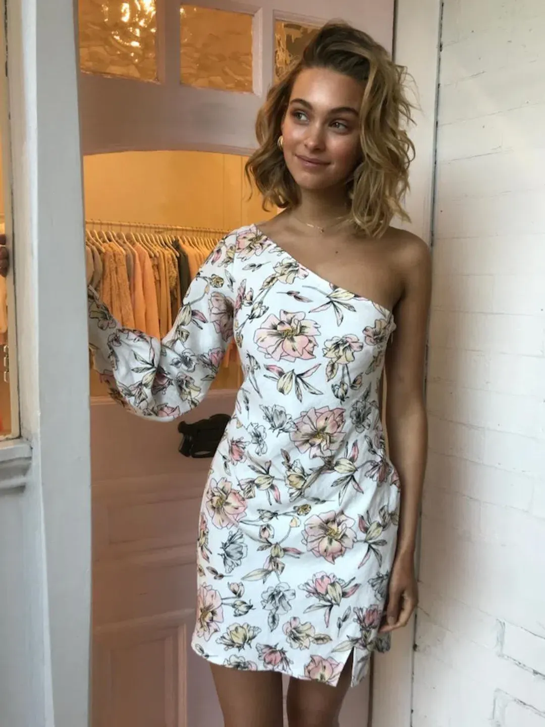 By Nicola Eternal Dress White Winter Floral Print Size 6 for rent on The Volte - main image